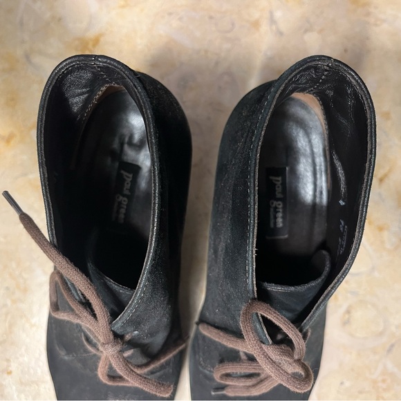 Paul Green Lace Up Brown Metallic Suede Booties - Picture 7 of 10
